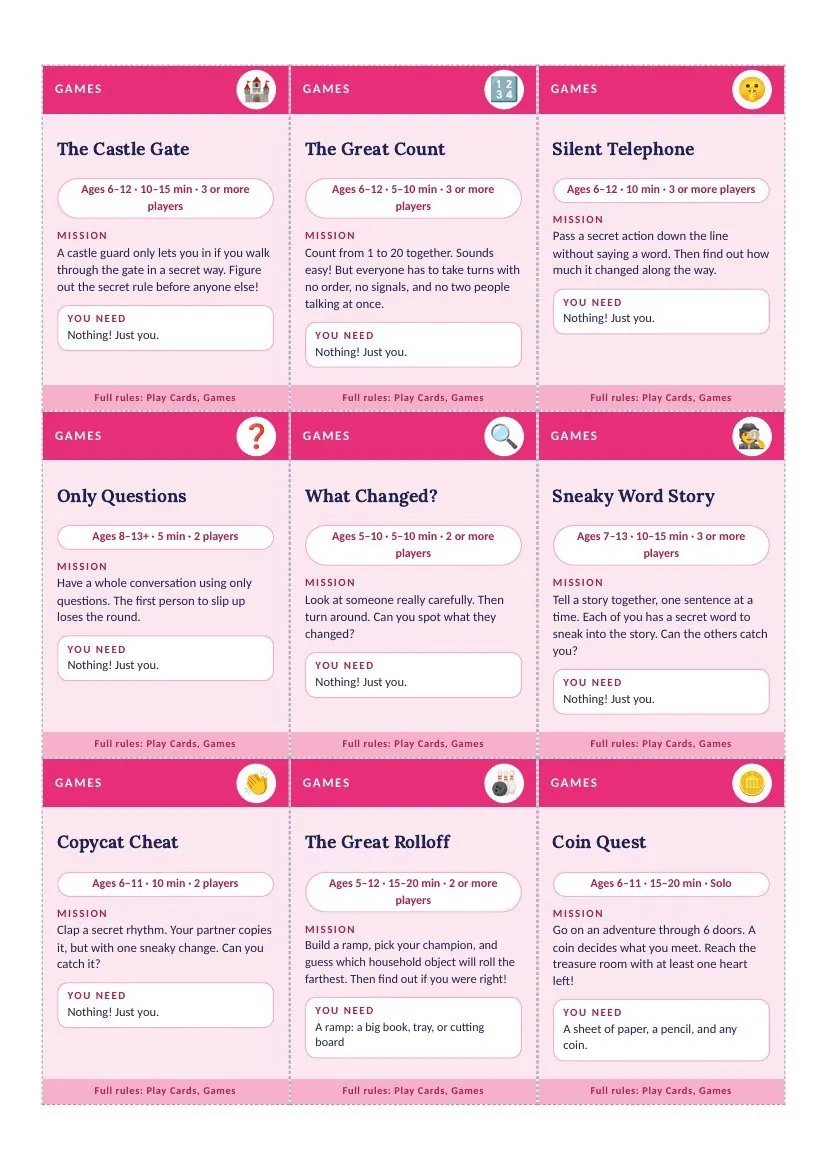 The cut-out card deck